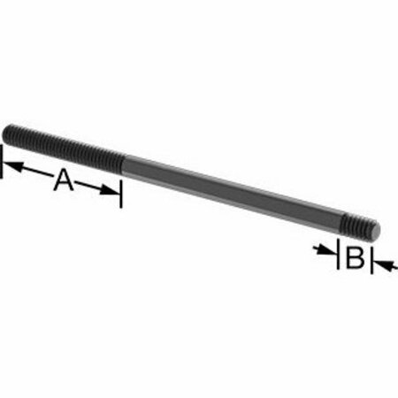 BSC PREFERRED Black-Oxide ST Threaded on Both Ends Stud 1/4-20 Thread Size 5 Long 1-3/4 and 3/8 Long Threads 91025A562